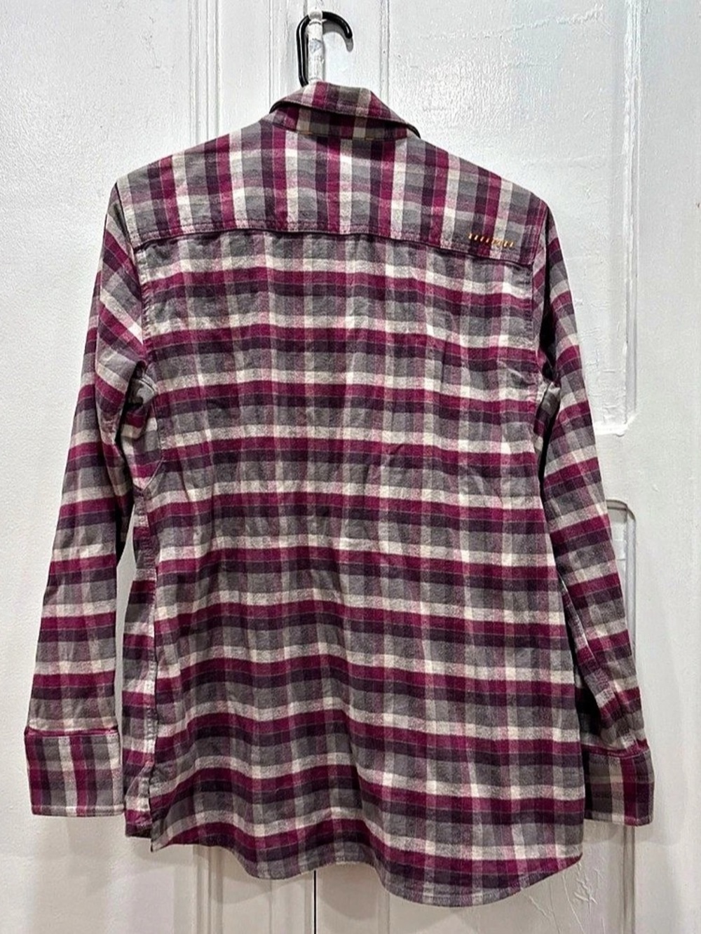 Ariat Rebar Flannel DuraStretch Work Shirt Burgundy Plaid Cabin Fall Size M